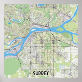 Poster Carte de Surrey Canada (Devant)