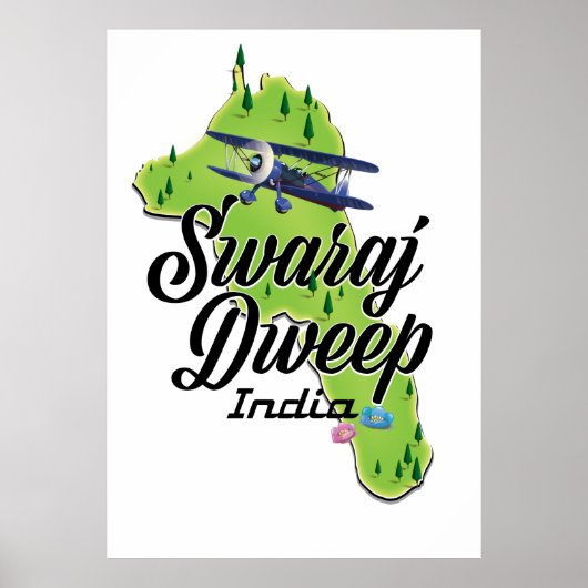 Poster Carte de Swaraj Dweep Inde (Devant)