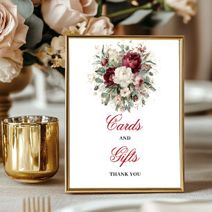 Poster Carte de Table Moderne Rose Bourgogne pour Cadeaux