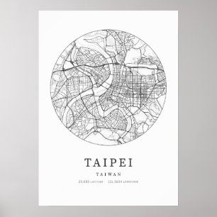 Poster Carte de Taipei Taiwan