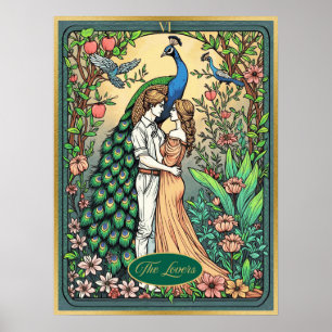 Poster Carte de tarot Art Nouveau, Les Amoureux
