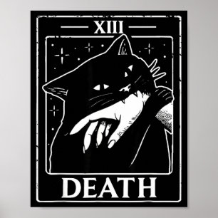 Poster Carte de tarot de chat noir vintage humour de mort
