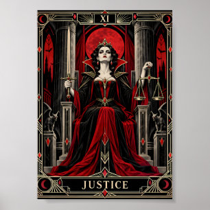 Poster Carte de Tarot de Justice Art Gothique Reine Vampi