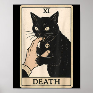 Poster Carte de Tarot de la Mort Chat Noir Halloween Sorc