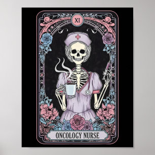 Poster Carte de tarot d'infirmière en oncologie squelette