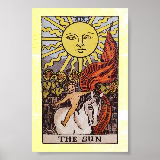 Poster Carte de Tarot RWS "Le Soleil" pour une bonne fort (Devant)