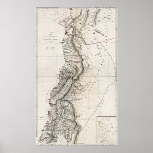 Poster Carte de Terre Sainte 1814 (Devant)