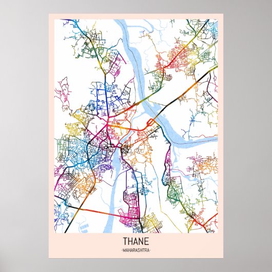 Poster Carte de Thane Maharashtra (Devant)