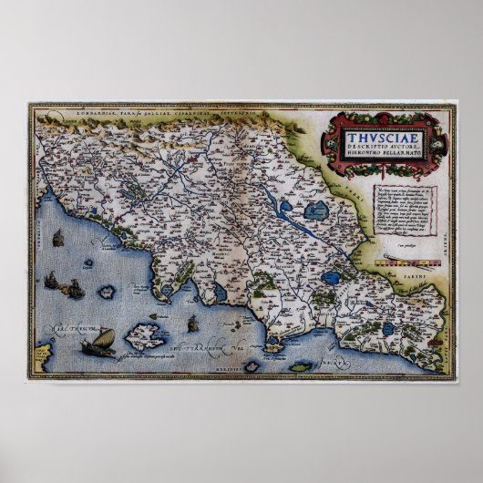 Poster Carte De Toscane Du 16Ème Siècle (Devant)