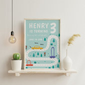 Poster Carte de transport mignonne Thème Garçon Anniversa