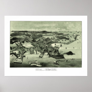 Poster Carte de trou en bois, le Massachusetts à partir