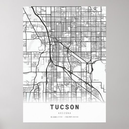 Poster Carte de Tucson (Devant)
