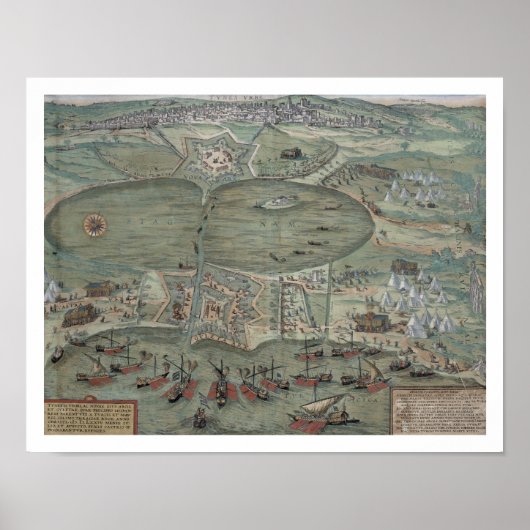 Poster Carte de Tunis, de 'Civitates Orbis Terrarum' par (Devant)