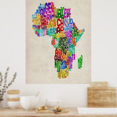 Poster Carte de typographie de l'Afrique (Cuisine)