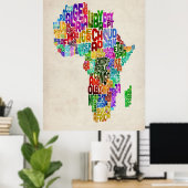 Poster Carte de typographie de l'Afrique (Bureau à domicile)