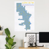 Poster Carte de typographie du quartier de Milwaukee (Bureau à domicile)