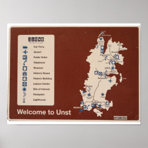 Poster Carte de Unst, Shetland Isles Irlande