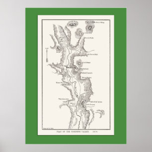 Poster Carte de vallée de Yosemite à partir de 1876