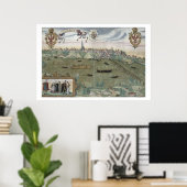 Poster Carte de Varsovie, de Civitates Orbis Terrarum par (Bureau à domicile)