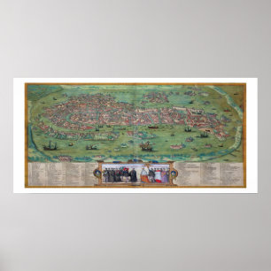 Poster Carte de Venise, de "Civitates Orbis Terrarum" par