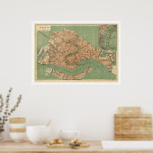 Poster Carte de Venise, Italie vers 1886 (Cuisine)