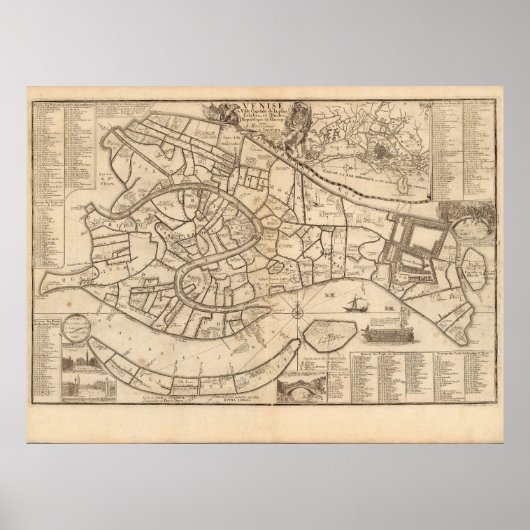 Poster Carte de Venise par Nicolas de Fer 1725 (Devant)