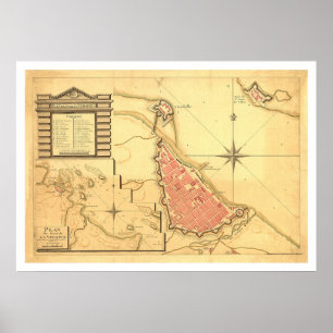 Poster Carte de Veracruz, Mexique par G. de Bois 1798