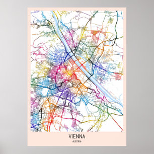 Poster Carte de Vienne Autriche