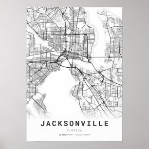 Poster Carte de ville de Jacksonville
