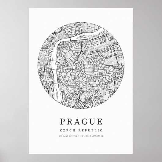 Poster Carte de ville de Prague République tchèque (Devant)