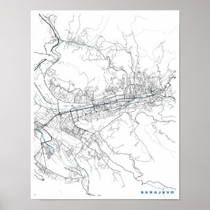 Poster Carte de ville de Sarajevo