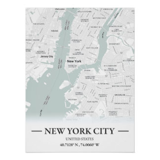 Poster Carte de ville de style classique de New York City