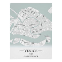 Carte de ville de style classique de Venise, Itali