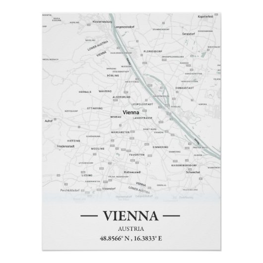 Poster Carte de ville de style classique de Vienne, Autri (Devant)