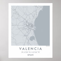Carte de ville personnalisée de Valence Espagne af