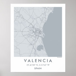 Poster Carte de ville personnalisée de Valence Espagne af