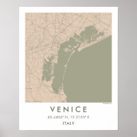Carte de ville personnalisée de Venise Italie affi
