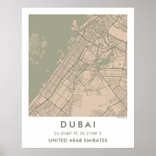 Poster Carte de ville personnalisée Dubaï Émirats arabes 