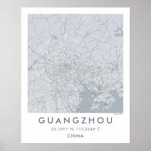 Poster Carte de ville personnalisée Guangzhou Chine Affic