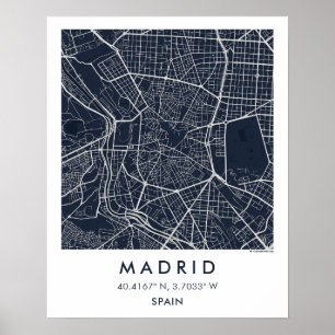 Poster Carte de ville personnalisée Madrid Espagne affich