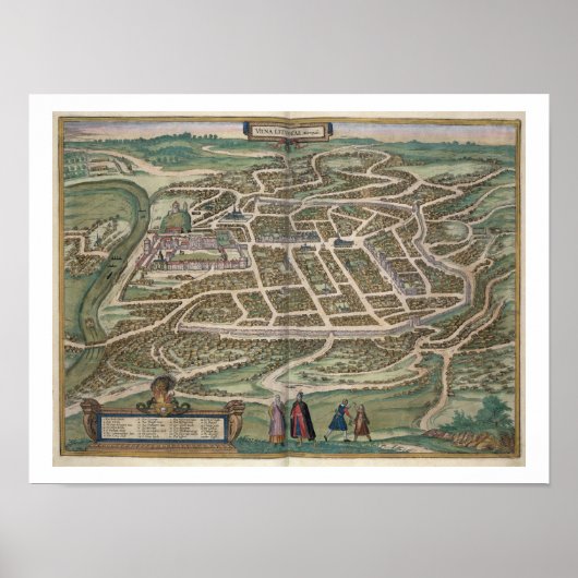 Poster Carte de Vilnius, Lituanie, de 'Civitates Orbis T (Devant)