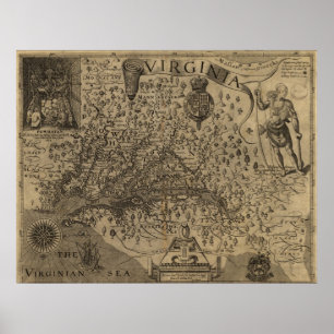 Poster Carte de Virginie 1606