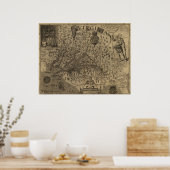 Poster Carte de Virginie 1606 (Cuisine)