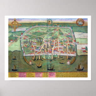 Poster Carte de Visby, de "Civitates Orbis Terrarum" par