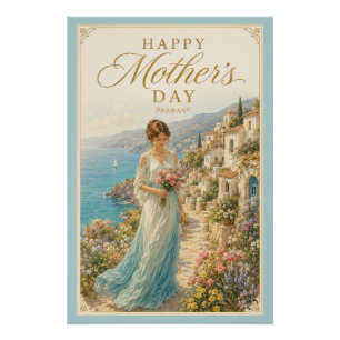 Poster Carte de vœux de la fête des Mères Sérénité Côtièr