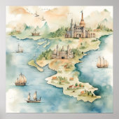 Poster Carte de voyage à l'aquarelle (Devant)