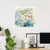 Poster Carte de voyage à l'aquarelle (Bureau à domicile)