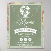 Poster Carte de voyage Aventure Baby shower Bienvenue (Devant)