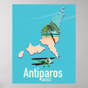 Poster Carte de voyage d'Antiparos Grèce