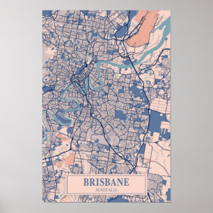 Poster Carte de voyage de Brisbane Australie ville venteu